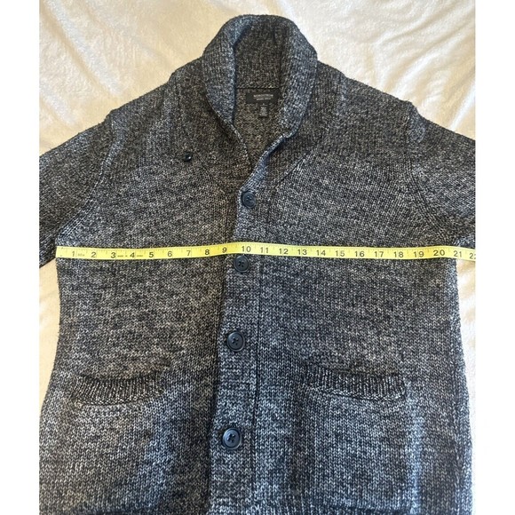 Nordstrom Mens Shop BLACK GRAY Cowl Neck Cardigan Pockets Grandpa Style Sz L - Picture 7 of 9